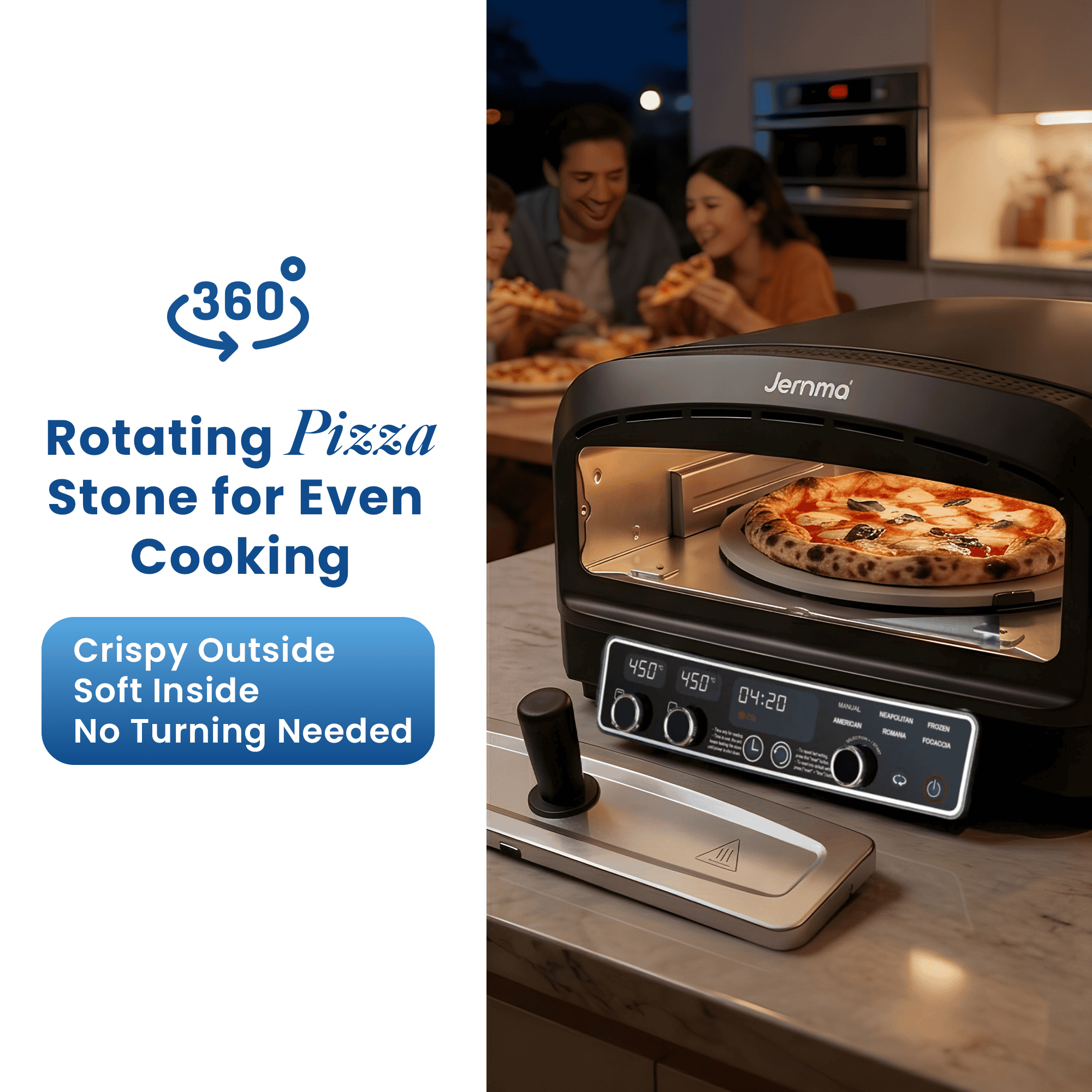 Rotating pizza stone for even cooking